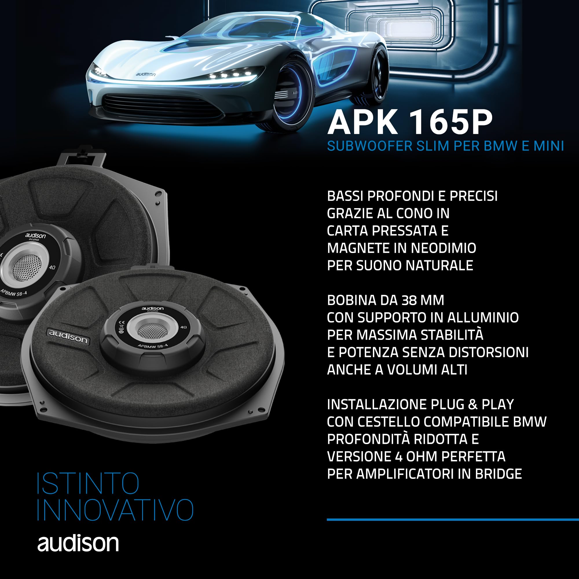 audison-apbmw-s8-4-2-subwoofer-200-mm-300w-per-bmw-e-mini image 3