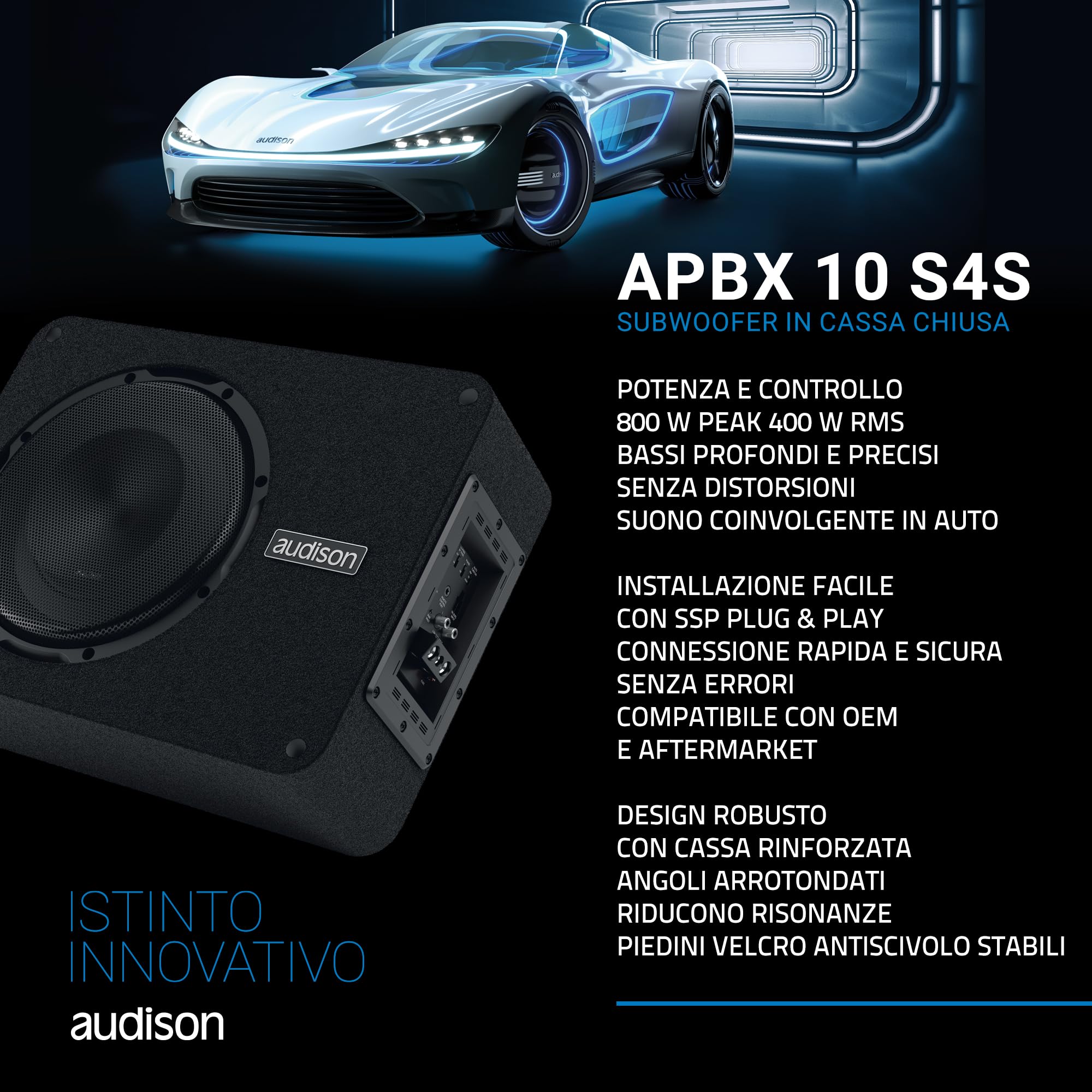 audison-apbx-10-s4s-subwoofer-in-cassa-chiusa-250-mm-800w image 3