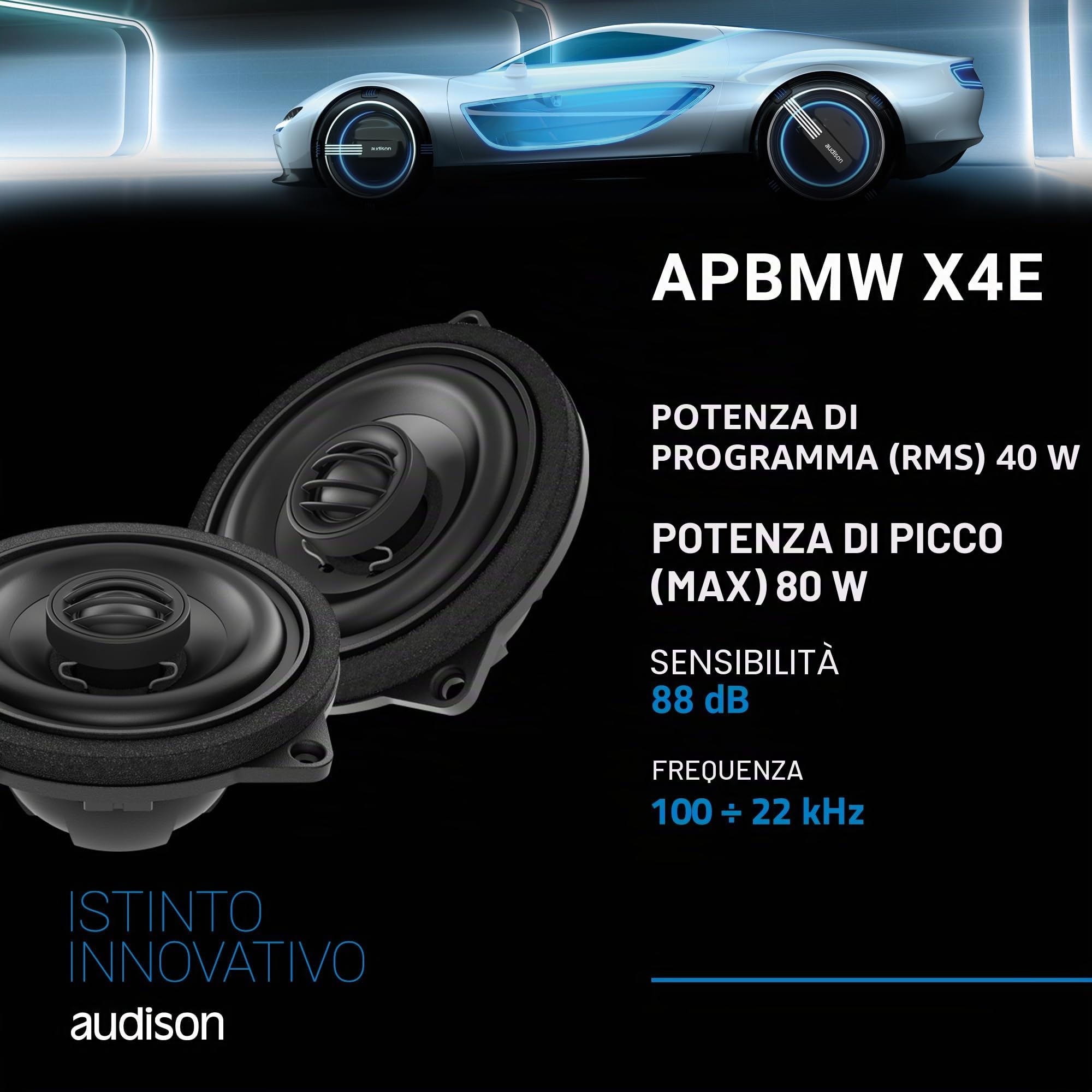 audison-apbmw-x4e-coppia-coassiali-2-vie-100mm-80w-per-bmw-mini image 4